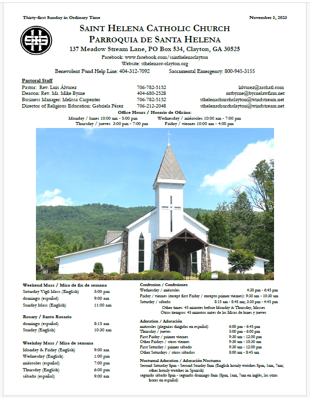 Bulletins/Announcements | Saint Helena Catholic Church